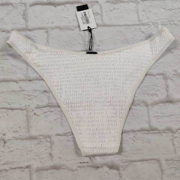 Kendall and Kylie white ruched cheeky bikini bottom simple chic minimalist sz XL - Picture 2 of 6